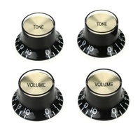 Gibson Accessories Top Hat Style Knobs w/Metal Insert - Black w/Gold