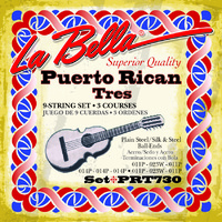 La Bella PRT730 Puerto Rican Tres Set 9-String Set 3 Couurses Silk and steel
