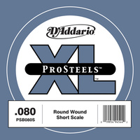 D'Addario PSB080S ProSteels Bass Guitar Single String, Short Scale, .080