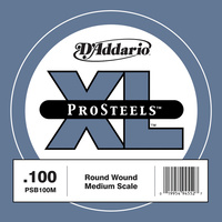 D'Addario PSB100M ProSteels Bass Guitar Single String, Medium Scale, .100