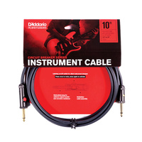 D'Addario Circuit Breaker Instrument Cable with Latching Cut-Off Switch, Straight Plug, 10 feet