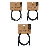 3 x D'addario Planet Waves 10ft Classic Series 1/4" Instrument Cable Straight