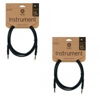 2 x D'addario Planet Waves 15ft Classic Series 1/4" Instrument Cable Straight