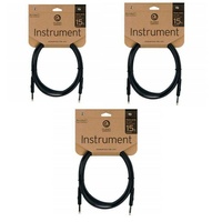 3 x D'addario Planet Waves 15ft Classic Series 1/4" Instrument Cable Straight