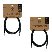 2 x D'addario Planet Waves 20ft Classic Series 1/4" Instrument Cable Straight