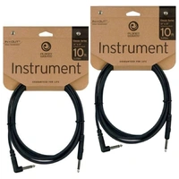 D'addario Planet Waves 10ft  1/4" Instrument Cable Right Angle/Straight  2 Pack