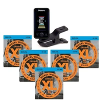 D'addario Eclipse Rechargeable Clip-On Tuner 5 Sets EXL110 Guitar Strings 