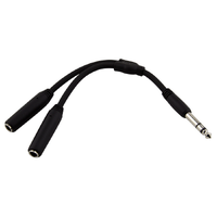 Pig Hog 6 Inch Y Cable Stereo 1/4(M)-Dual Stereo 1/4(F)