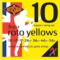  Rotosound  R10 -7 String Yellows Regular  Electric Guitar Strings 10 -56