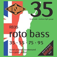 Rotosound Swing Bass Jeu de cordes pour basse Acier inoxydable Filet rond Tirant medium light 35 55 70 90 