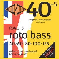 Rotosound RB40-5 Rotobass Nickel Roundwound 5-String Bass Guitar Strings 40- 125