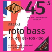 Rotosound Nickel Roundwound Bass Guitar Strings - 5 String Set 45 - 130