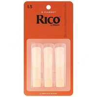 Rico by D'Addario Bb Clarinet Reeds, Strength 1.5 , 3-pack
