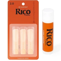 Rico Bb Clarinet 3 x Reeds, Strength 2  with Cork Grease