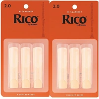 Rico Bb Clarinet 6 x Reeds, Strength 2 ( 2) 2 x 3 Packs  Daddario RCA0320