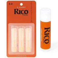 Rico Bb Clarinet 3 x Reeds, Strength 3  with Cork Grease