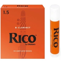 Rico Bb Clarinet 10 x Reeds, Strength 1.5 ( 1 1/2 ) 10-pack  with Cork Grease