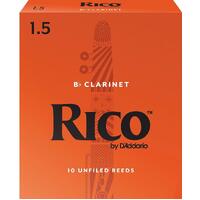Rico Bb Clarinet 10 x Reeds, Strength 1.5 ( 1 1/2 ) 10-pack RCA1015 by D'addario