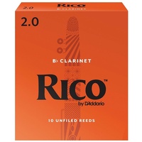 D'daddario Woodwinds Rico RCA1020 Bb Clarinet Reeds, Strength 2.0, 10-pack