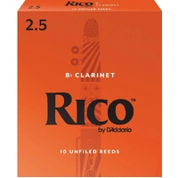 Rico Bb Clarinet 10 x Reeds, Strength 2.5 ( 2 1/2  )10-pack by D'addario 