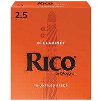 Rico Bb Clarinet 10 x Reeds, Strength 2.5 ( 2 1/2 ) 10-pack RCA1025 by D'addario