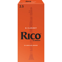 Rico by D'Addario Bb Clarinet Reeds, Strength 2.5, 25-pack