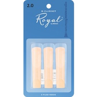 Rico Royal Woodwinds Bb Clarinet Reeds 3 x Strength 2.0 ( 3-pack RCB0320 )