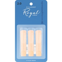 Rico Royal Woodwinds Bb Clarinet Reeds 3 x Strength 2.0 ( 3-pack RCB0320 )