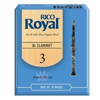 Rico Royal Bb Clarinet 10 x Reeds, Strength 3 , 10-pack RCB1030