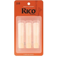 Rico Bass Clarinet 3 x Reeds, Strength 2.0 ( 2  ) 3-pack REA0320