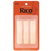 Rico Bass Clarinet 3 x Reeds, Strength 3.0 ( 3  ) 3-pack REA0330