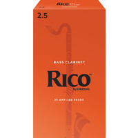 Rico by D'Addario Bass Clarinet Reeds, Strength 2.5, 25 Pack