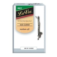 D'addario La Voz REC10MS Bass Clarinet Reeds Strength Medium; Soft Box of 10 Reeds