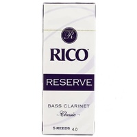 Rico Reserve Classic Bass Clarinet Reeds, Strength 4, 5-Reed pack RER0540