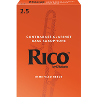 Rico by D'Addario Contra Clarinet/Bass Sax Reeds, Strength 2.5, 10-pack