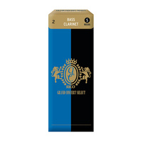 Rico Grand Concert Select Bass Clarinet Reeds, Strength 2.0, 5 Pack