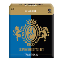 Rico Grand Concert Select Traditional Bb Clarinet Reeds, Strength 2.5, 10 Pack