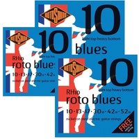 3 x Rotosound RH10 Nickel Light Top/Heavy Bottom Electric Guitar Strings 10 - 52