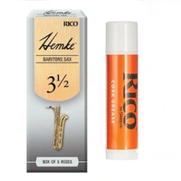 Rico Hemke Baritone Saxophone Box of 5 Reeds Strength 3 1/2 + Cork Grease