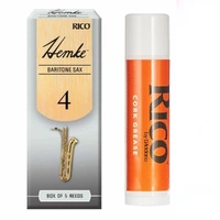 Rico  Hemke Baritone Saxophone Box of 5 Reeds Strength 4 + Cork Grease
