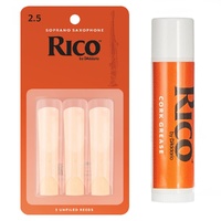 Rico Soprano Saxophone 3 x Reeds Strength 2.5 + cork Grease