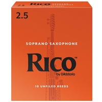Rico 10 x Soprano Sax Reeds, Strength 2.5 10-pack Sop Saxophone RIA1025 No 2 1/2