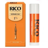 Rico Soprano Saxophone Reeds, Strength 1.5, -  25 Reeds Plus Cork Grease
