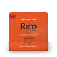 Rico by D'Addario Alto Saxophone Reeds, #1.5, 25-Count Single Reeds