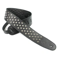 DSL Round Pyramid Leather Guitar Strap - Black