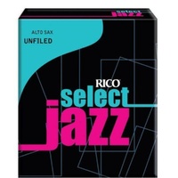 D'addario Rico Select Jazz Alto Sax Reeds, Unfiled, Strength 4 hard , 10-pack 