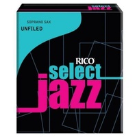 D'addario Rico Select Jazz Soprano Sax Reeds, Unfiled, Strength 2 soft 10-pack 