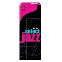 Rico Select Jazz Baritone Saxophone Reeds, Filed, Strength 3 Hard  5-pack