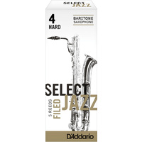 D'Addario Select Jazz Filed Baritone Saxophone Reeds, Strength 4 Hard, 5-pack