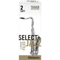 D'Addario Select Jazz Filed Tenor Saxophone Reeds, Strength 2 Soft, 5-pack